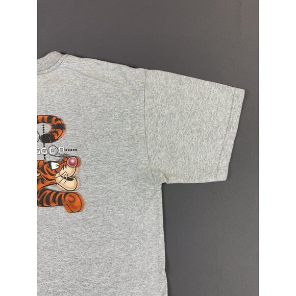 Rare Vintage 90s Disney Tigger Winnie The Pooh Gray Shirt Cartoon Art Medium Tee - Picture 5 of 11